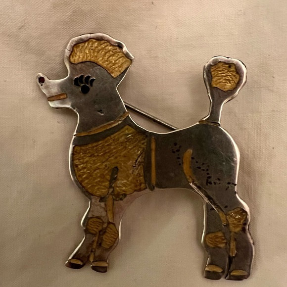 Vintage sterling silver POODLE pin - Picture 3 of 9